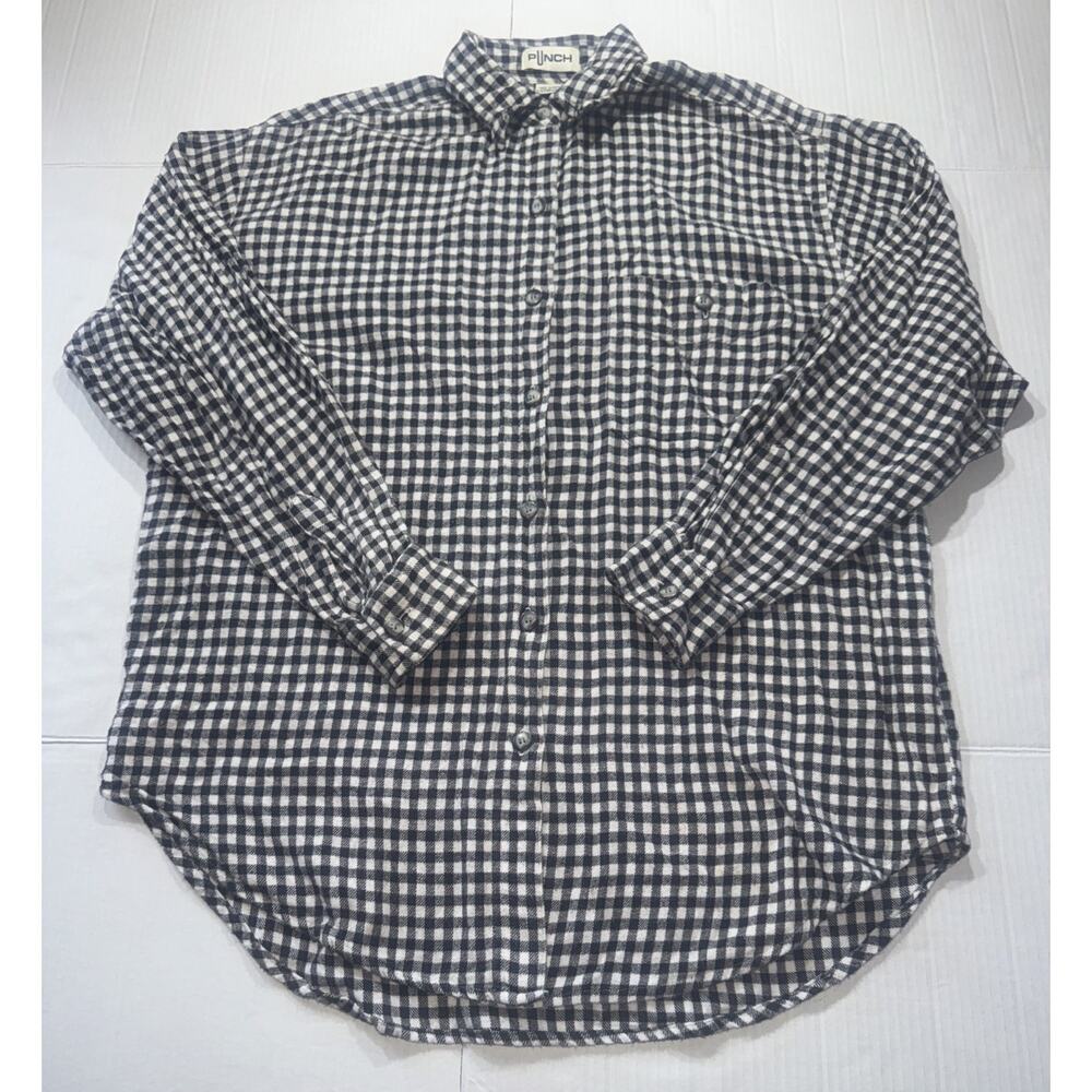 Vintage Punch Tartan Plaid Shirt Size M Black/White Left Breast Pocket